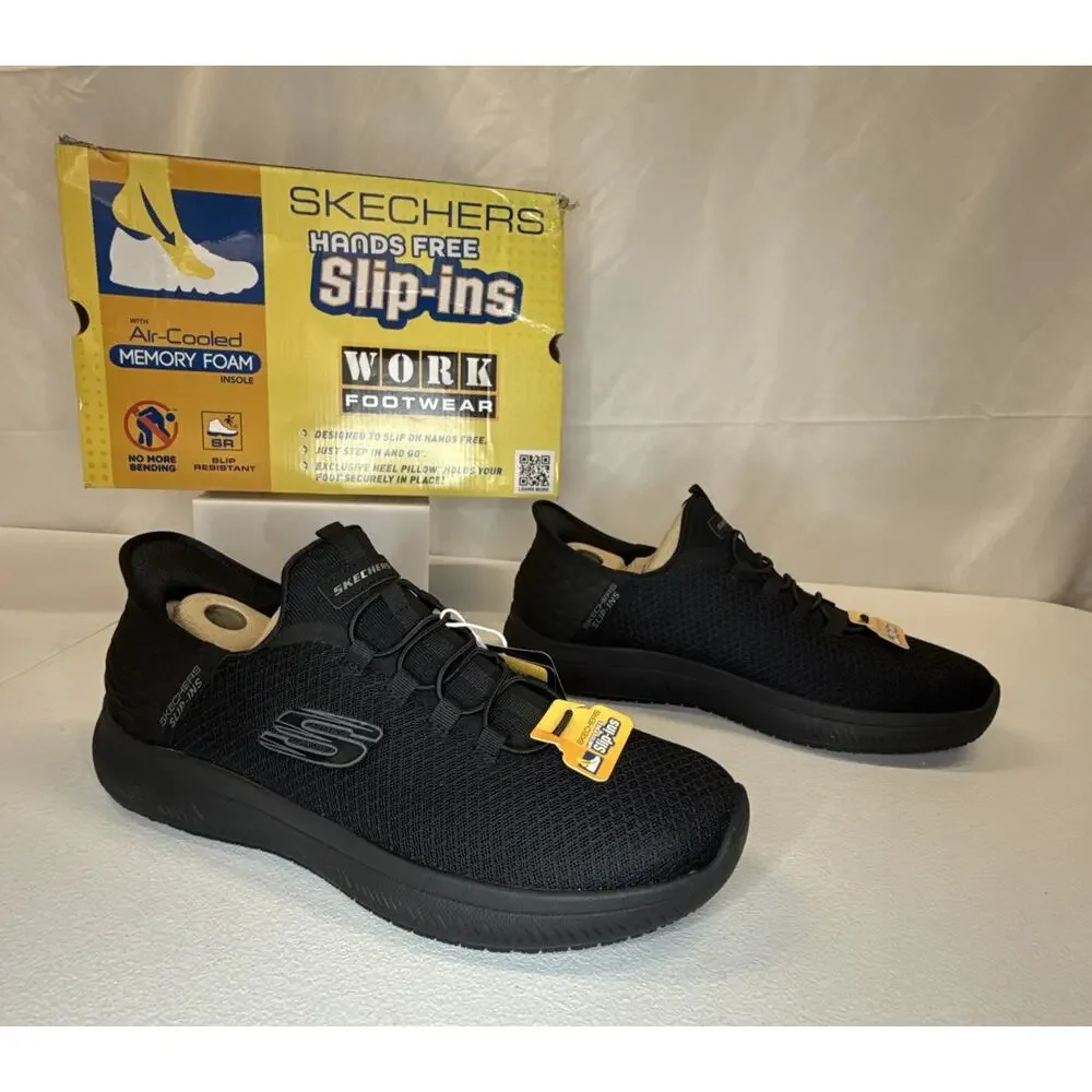 Skechers Men’s Slip-ins Work Shoes Black Slip Resistant Sneaker Size 12